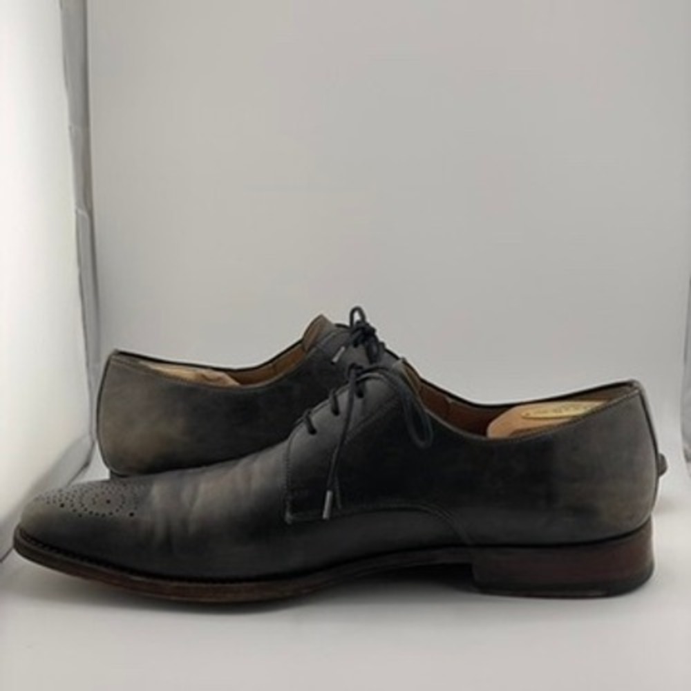 Magnanni Oxfords Dress Shoes Men's 9.5 D Gray Leather Wingtip Lace Up Brogue - Picture 7 of 16